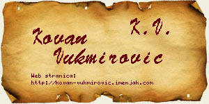 Kovan Vukmirović vizit kartica